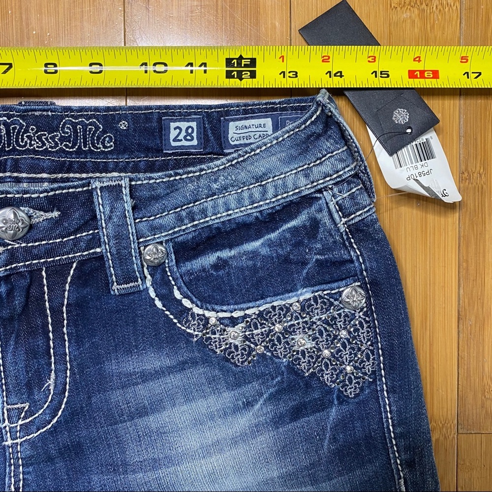 Miss Me Blue Distressed Cropped Jeans - Picture 5 of 6